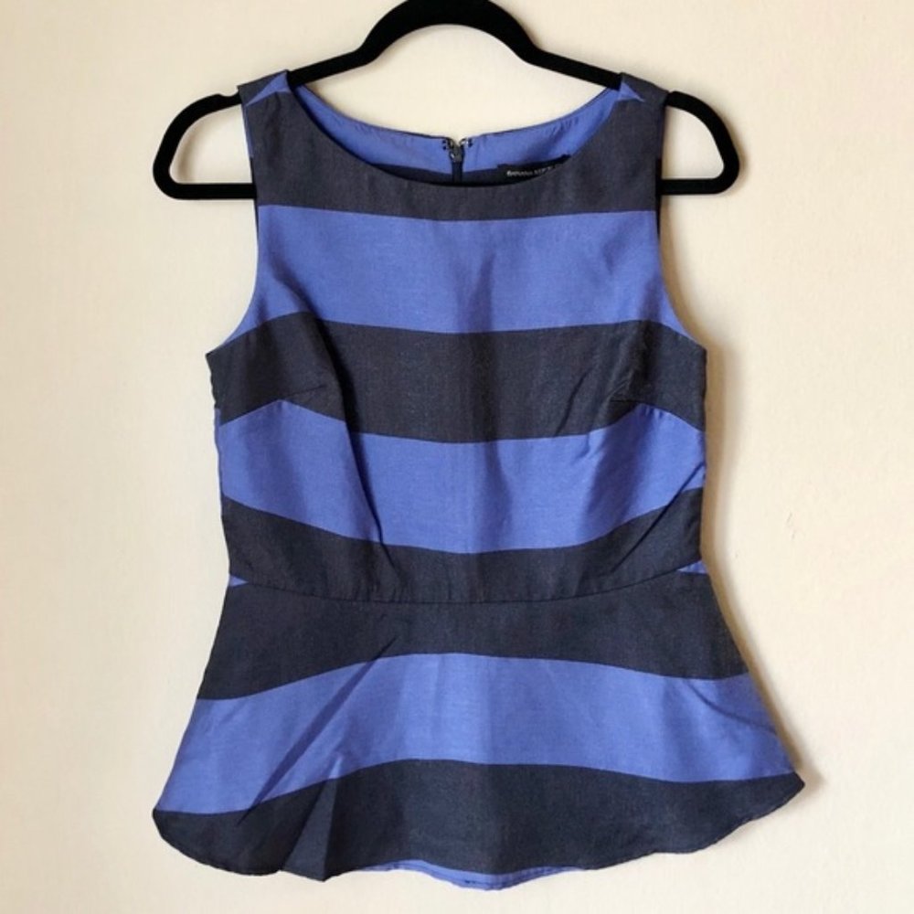 Banana Republic Blue Striped Peplum Top